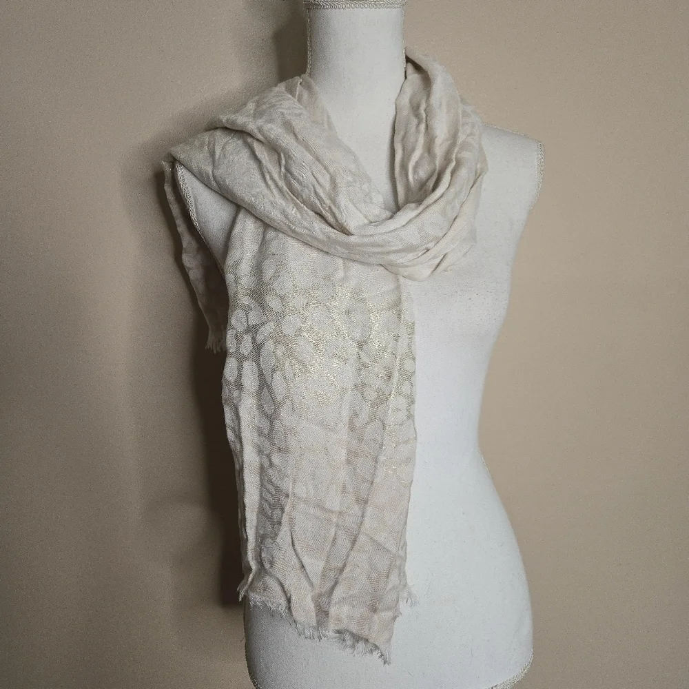 Calvin Klein Leopard Print Metallic Scarf